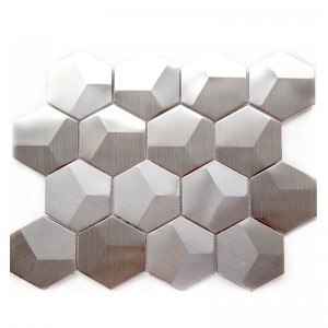 Щепка из нержавеющей стали облицовывает шестиугольную матовую металлическую мозаику для кухонного щитка