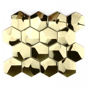 3D золото мозаика с шестигранной зеркальной плиткой металлическая мозаика для кухни кафель / украшения ванной